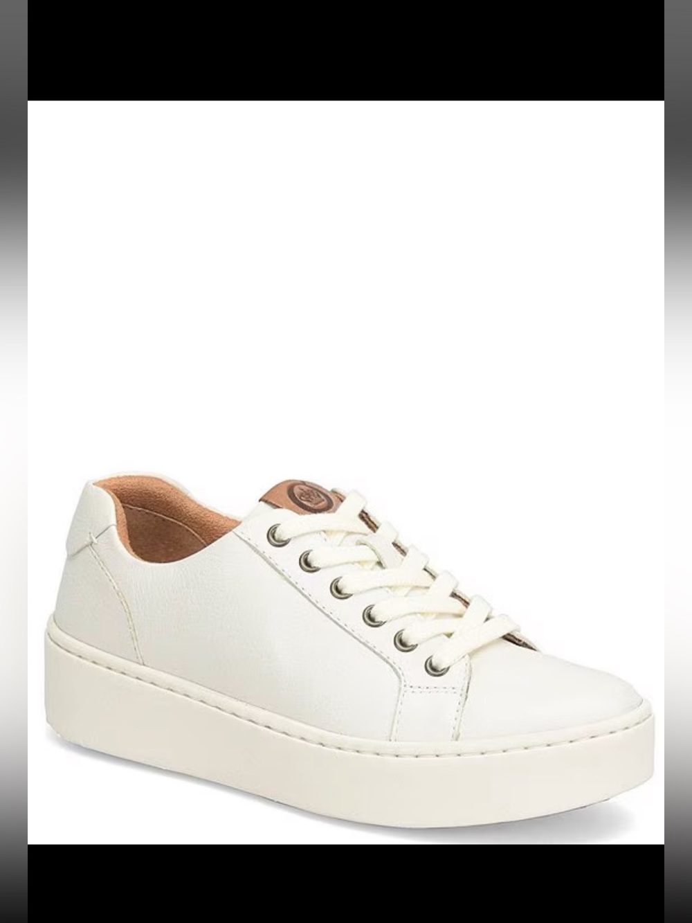 Born Mira White Leather Platform Sneakers, sz 7.5
